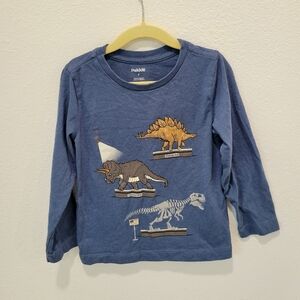 Pekkle Boys Blue Dinosaur Graphic Long Sleeve Tee Size 5